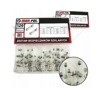 Trubičková, skleněná pojistka, sada 120ks, 5x30mm MAR-POL