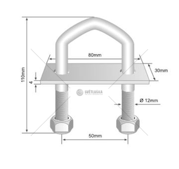 Úchyt do podlahy T 100MM sada pozinkovaný UPT110
