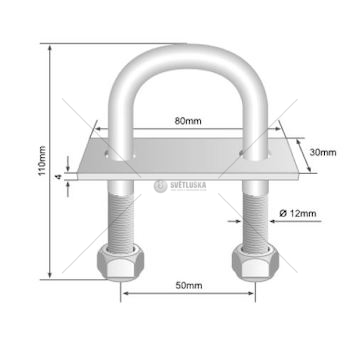 Úchyt do podlahy U 110MM sada pozinkovaný  UPO110