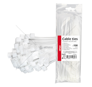 Upínací pásky bílé 2,5 × 200 mm 100 ks. AMIO-04307