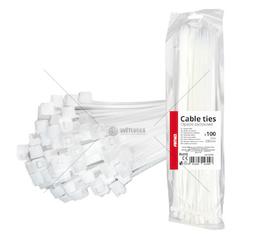 Upínací pásky bílé 3,6 × 300 mm 100 ks. AMIO-04309