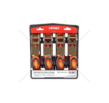 Upínací pásy s ráčnou 700kg 25mm 4,5m 4ks BELT-03