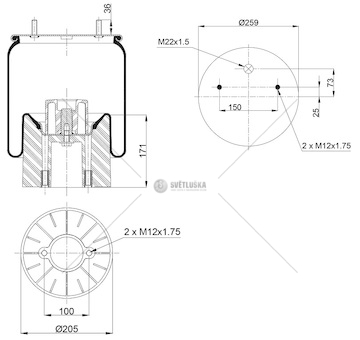 Vlnovec pérování kompletní - plastový zvon ror, mercedes, meritor 0240161_A