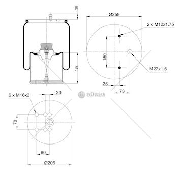 Vlnovec pérování kompletní - železný zvon, bpw typ 30, schmitz cargobull 0240154_A