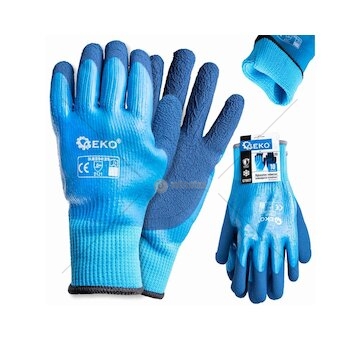 Voděodolné, zateplené pracovní rukavice, jersey - latex, velikost 10 - GEKO