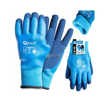 Voděodolné, zateplené pracovní rukavice, jersey - latex, velikost 8 - GEKO