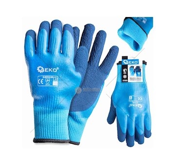 Voděodolné, zateplené pracovní rukavice, jersey - latex, velikost 9 - GEKO