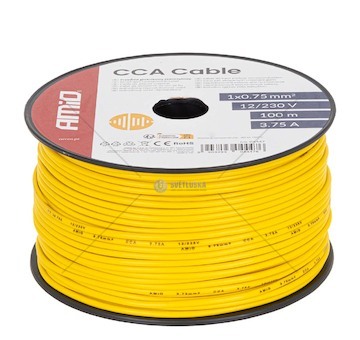 Vodič reproduktoru jednožilový CCA 1x0.75mm2 100m 3.75A 12/230V AMiO-04447
