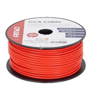 Vodič reproduktoru jednožilový CCA 1x1.5mm2 50m 7.5A 12/230V AMiO-04452