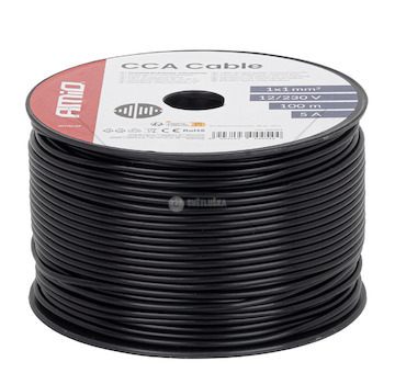 Vodič reproduktoru jednožilový CCA 1x1mm2 100m 5A 12/230V AMiO-04454