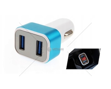 Voltmetr digitální do zásuvky zapalovače 12/24V Testr napětí autobaterie s nabíječkou