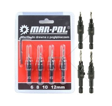 Vrták třístupňový na konfirmáty, sada 4ks MAR-POL