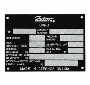 Výrobní štítek czechoslovakia 105x74mm | 97-5795.A