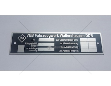 Výrobní štítek Multicar M25 kabina