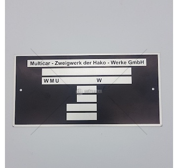 Výrobní štítek Multicar M26