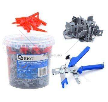 Vyrovnávací systém na obklady a dlažbu s klínky a klipsy, sada 401ks GEKO