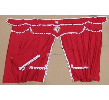 Záclonky kabiny VOLVO FH12 červené-koule  2007002480005