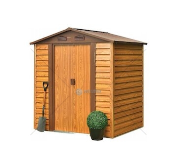 Zahradní domek, plech, hnědý, 181x137x203cm