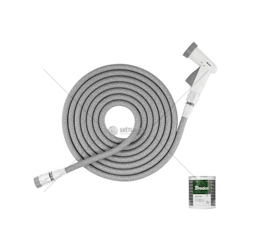 Zahradní smršťovací hadice 15–45 m, s postřikovačem, šedá - SECRET HOSE