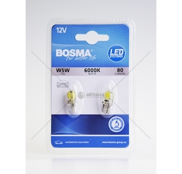 Žárovka 12/24V LED T10 2 kusy v balení 6000K bílé BOSMA 7503