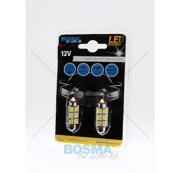 Žárovka 12V 1,5W 6LED bílá 2ks BOSMA 3819