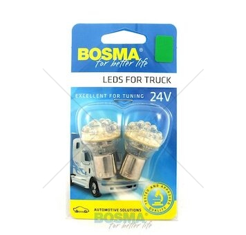 Žárovka 24V 24xLED BA15s zelené 2ks v balení BOSMA 7095