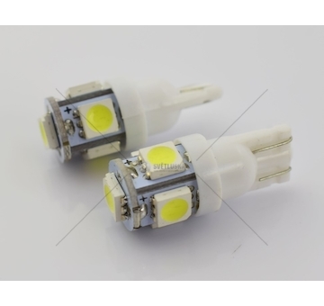 Žárovka LED 12V T10 5XLED bílá sada 2 kusů  LT10-3-12