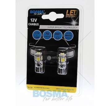 Žárovka LED 12V T10 5XSMD 5050 bílá BOSMA 4199