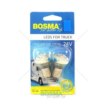Žárovka LED 24V BA15S 24XLED modrá sada 2 kusů BOSMA 7088
