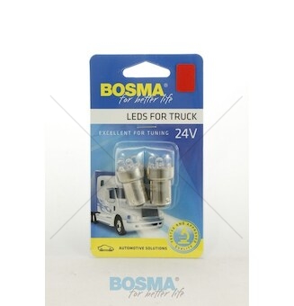 Žárovka LED 24V BA15S 5XLED červené kompletní 2ks v balení BOSMA 7217