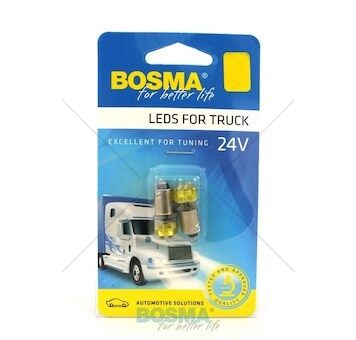 Žárovka LED 24V BA9S 4XLED žlutá sada 2 kusů BOSMA 7972