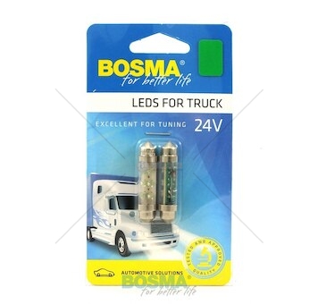 Žárovka LED 24V SV8,5 6XLED zelená BOSMA 7897