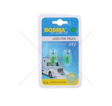 Žárovka LED 24V T10 1XLED zelená sada 2 kusů BOSMA 7392