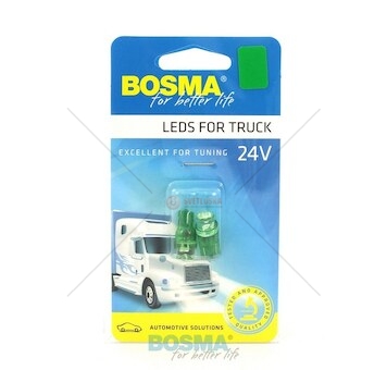 Žárovka LED 24V T10 1XLED zelená sada 2 kusů BOSMA 7545