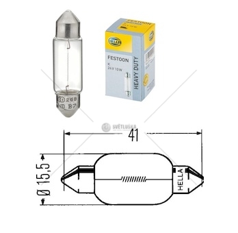 Žárovka sufit 24v/10w sv8,5 11x41 hella 0107224_A
