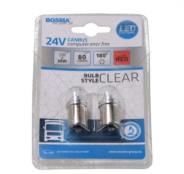 ZAROWKA 24V LED BA15S 1XLED CZERWONA  6667/B