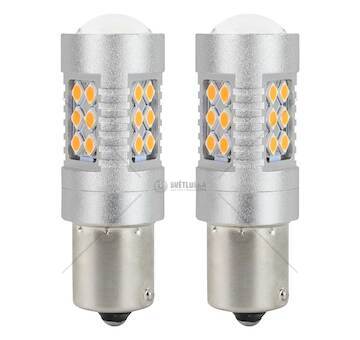 Żarówki LED CANBUS 3030 24SMD 1156 BAU15S PY21W Amber 12V/24V