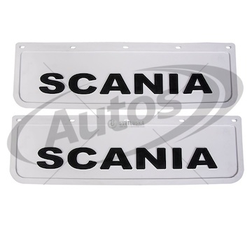 Zástěrka pryžová 600x180 přední, bílá s nápisem scania  0209787_A