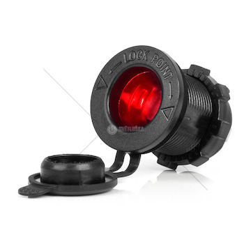 Zásuvka do zapalovače auta s ČERVENÝM LED podsvícením 12/24V vodotěsná AMiO-04219