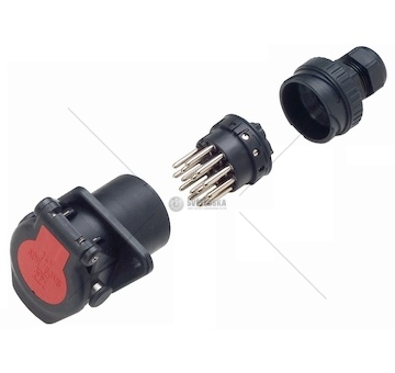 Zásuvka elektrická 24v/16a/15pin adr, din/iso 12098,typ ochrany ip 69 0010366_A