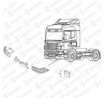ZDERZAK PRZEDNI SCANIA P,G,R,T LEWY COVIND COV/146/195