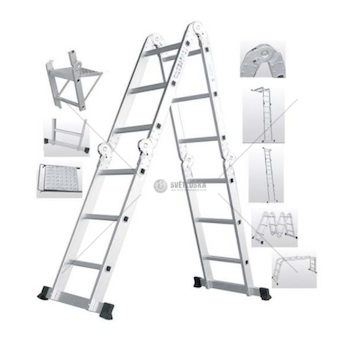 Žebřík hliníkový multifunkční 4m, 2x7