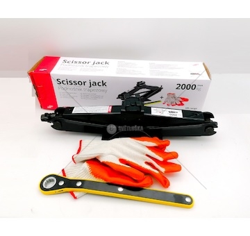 Zvedák trapézový AMIO 2000kg s ráčnou a rukavice