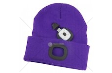 Čepice LED, 4x SMD LED, USB nabíjení, fialová, uni