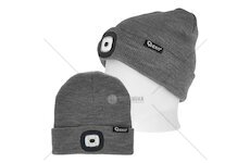 Čepice s LED světlem, USB nabíjení, šedá - GEKO