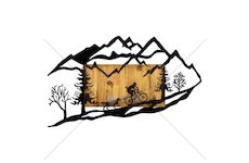 Dekorativní dřevěný nástěnný doplněk - jízda na kole v přírodě