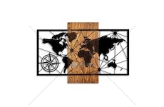 Dekorativní dřevěný nástěnný doplněk - mapa světa