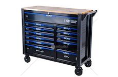 Dílenský vozík, 12 zásuvek, dřevěná deska, sada nářadí 501 ks – GEKO
