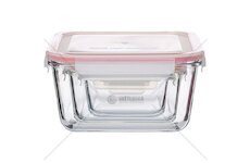 Dóza na potraviny čtvercová, borosilikátové sklo/PP, Clip, sada 3 ks - MagicHome