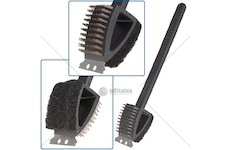 Drátěný kartáč 3v1 na čištění grilu, se škrabkou a houbičkou - GEKO